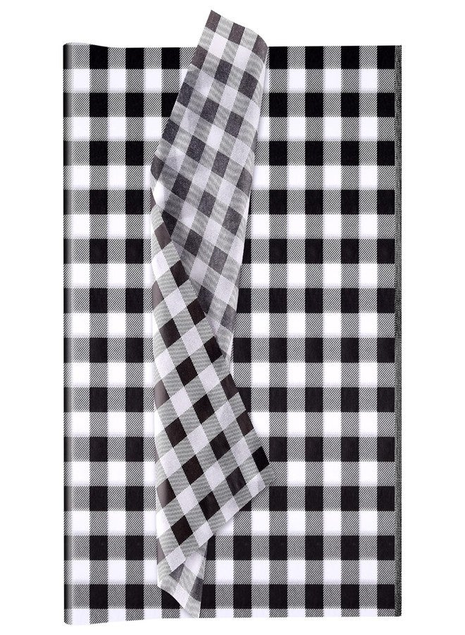 MIAHART 60 Sheets Christmas Tissue Paper 14 x 20inch Buffalo Styles White Black Plaid Gift Wrapping Tissue Paper for DIY Crafts Gift Bags Christmas New Year Party Supplies - Image 1